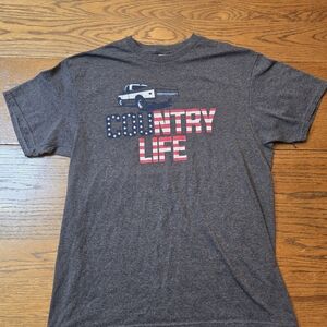 Vintage Chevy Squarebody Truck Country Life Patriotic USA Flag Graphic Tee